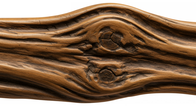 Old teak wood beam joint, weathered surface, transparent background