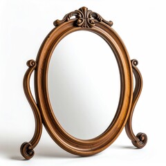 Ornate wooden oval mirror