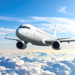 Obraz premium Airplane soaring above fluffy clouds