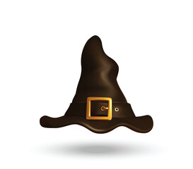 Witch Hat 3d Icon. Halloween Fantasy Magic Hat Object illustration.