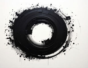 Abstract black circle design on white background