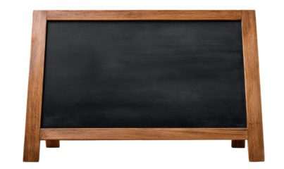 A-frame chalkboard sign with a wooden frame and a blank black surface.