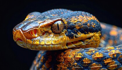 Fototapeta premium Close-up of a colorful snake's head and neck