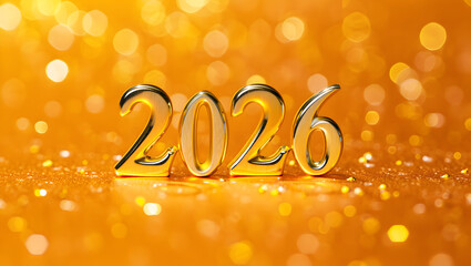 Golden 2026 numbers gleaming with bokeh lights celebrate new year joyful celebration