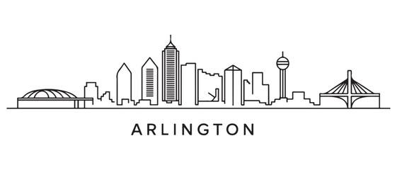 Arlington city Line Art Texas skyline. Black cityscape. with white background © MofajjolHossen