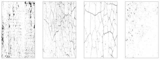 Grunge texture effect set. Distressed overlay rough textured. Abstract vintage monochrome.