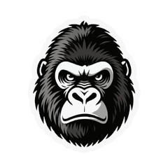 Black and White Monkey Chinese Zodiac Logo Sticker in Oriental Brush Style