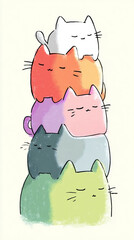 Obraz premium Cats stacked together in a colorful and playful arrangement showcasing their unique personalities