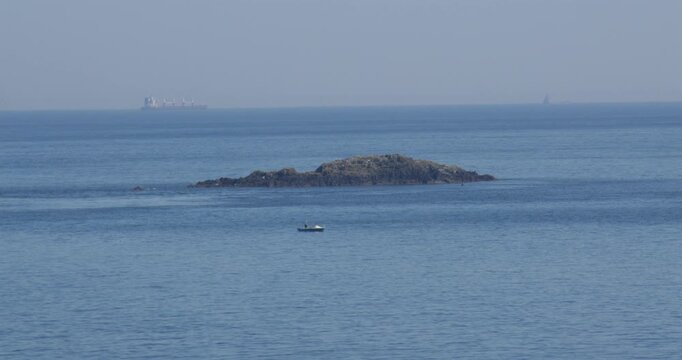 Shot of the Island of Ynys Amlwch, east mouse at Porth Llechog, Bull Bay on the Isle of Anglesey.