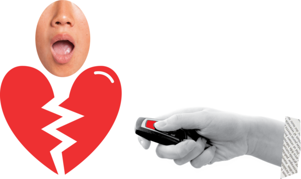 hand holding the remote art collage