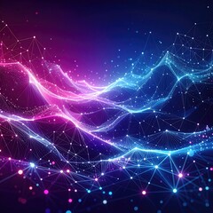Obraz premium Abstract digital landscape with glowing network