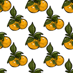 seamless pattern with orange bright tangerine