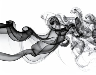 Abstract swirls of dark smoke against white