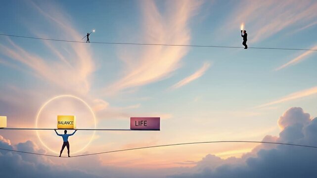 Balancing Life: Conceptual Tightrope Walk in the Sky