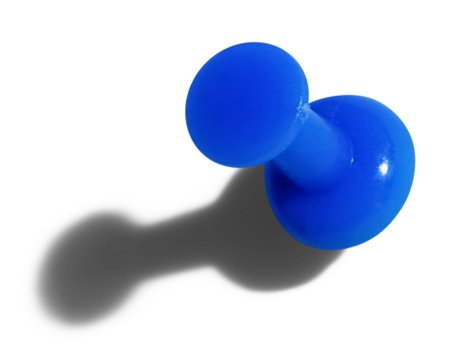 Isolated blue plastic pushpin