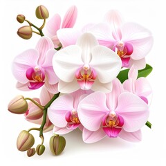 A bouquet of pink and white orchids