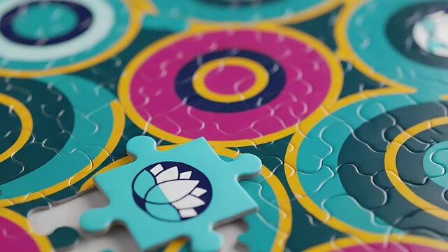 Colorful Circle Puzzle Piece Detail