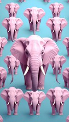 Pink elephants on a light-blue background