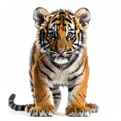 Fototapeta premium Adorable tiger cub, front view