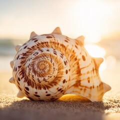 Seashell on sandy beach