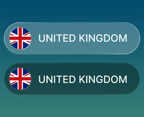Uk Flag button with liquid glass style design