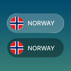 norway Flag button with liquid glass style design
