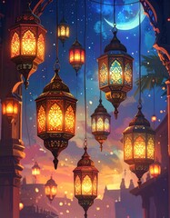 Night lanterns, hanging, glow
