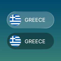 greece Flag button with liquid glass style design