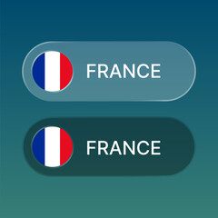 france Flag button with liquid glass style design