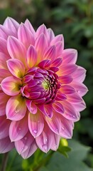 Beautiful Pink Dahlia Flower Closeup.