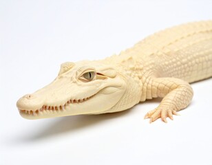 Obraz premium Albino baby alligator against white background