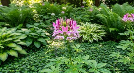 Beautiful Pink Flower in Garden Setting.