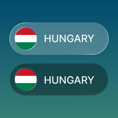 hungary Flag button with liquid glass style design