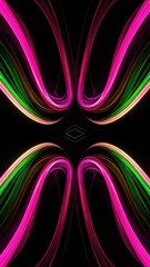 Abstract, symmetrical design with vibrant, flowing lines