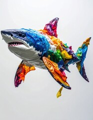 Colorful plastic shark sculpture (1)