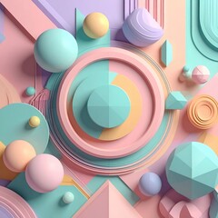 Pastel geometric shapes in 3D