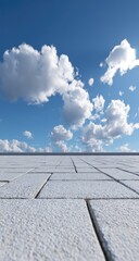 A vast, paved expanse under a vibrant sky