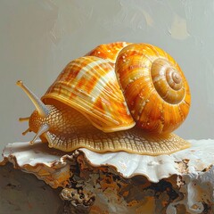 Close-up of a snail on a textured surface