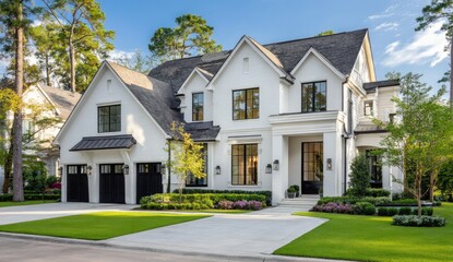 Modern white house with dark accents