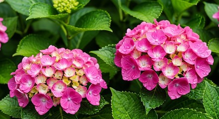 Beautiful Pink Hydrangea Flowers.