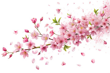 pink cherry blossom background. View of pink flowers in a row
