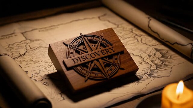Discovery Compass on Vintage Map