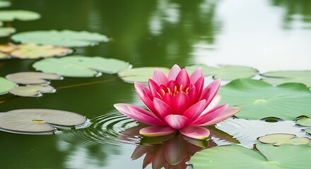 Beautiful Pink Lotus Flower in Pond.