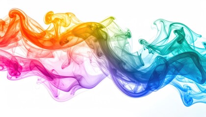 Abstract rainbow smoke patterns on white background