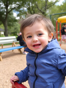Bambino che si diverte al parco all' aperto