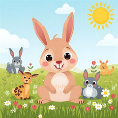 Obraz premium easter rabbits and eggs