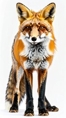 A red fox portrait against white