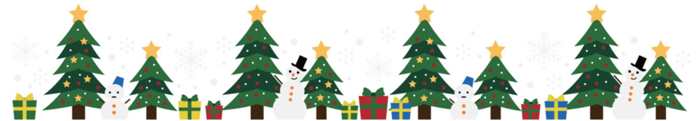 クリスマスツリーライン、緑、かわいい、イラスト