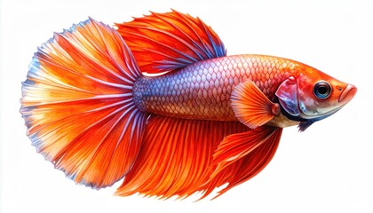 Vibrant betta fish profile against white