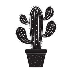 Cactus Silhouette Vector Illustration in Pot